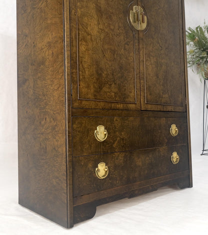 Large Burl Wood Brass 2 Doors Drawer Mastercraft Gentleman's Chest Dresser MINT