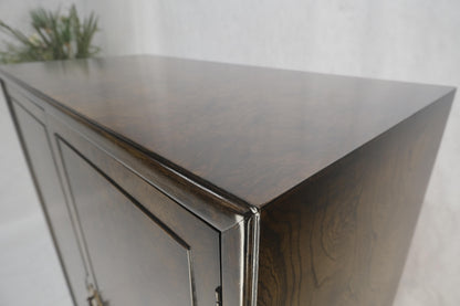 EstablishedLines Large Burl Wood Brass 2 Doors Drawer Mastercraft Gentleman's Chest Dresser MINT