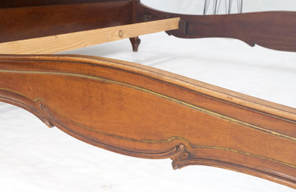 EstablishedLines Hand Paint Decorated Plaque Carved Walnut Queen Size French Bed Headboard Rails