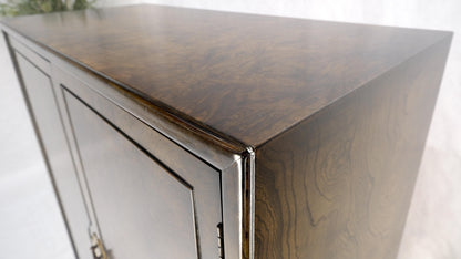 EstablishedLines Large Burl Wood Brass 2 Doors Drawer Mastercraft Gentleman's Chest Dresser MINT