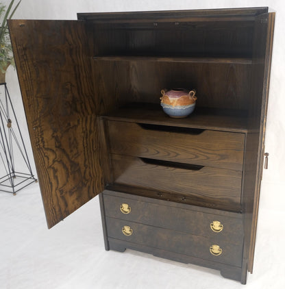 Large Burl Wood Brass 2 Doors Drawer Mastercraft Gentleman's Chest Dresser MINT
