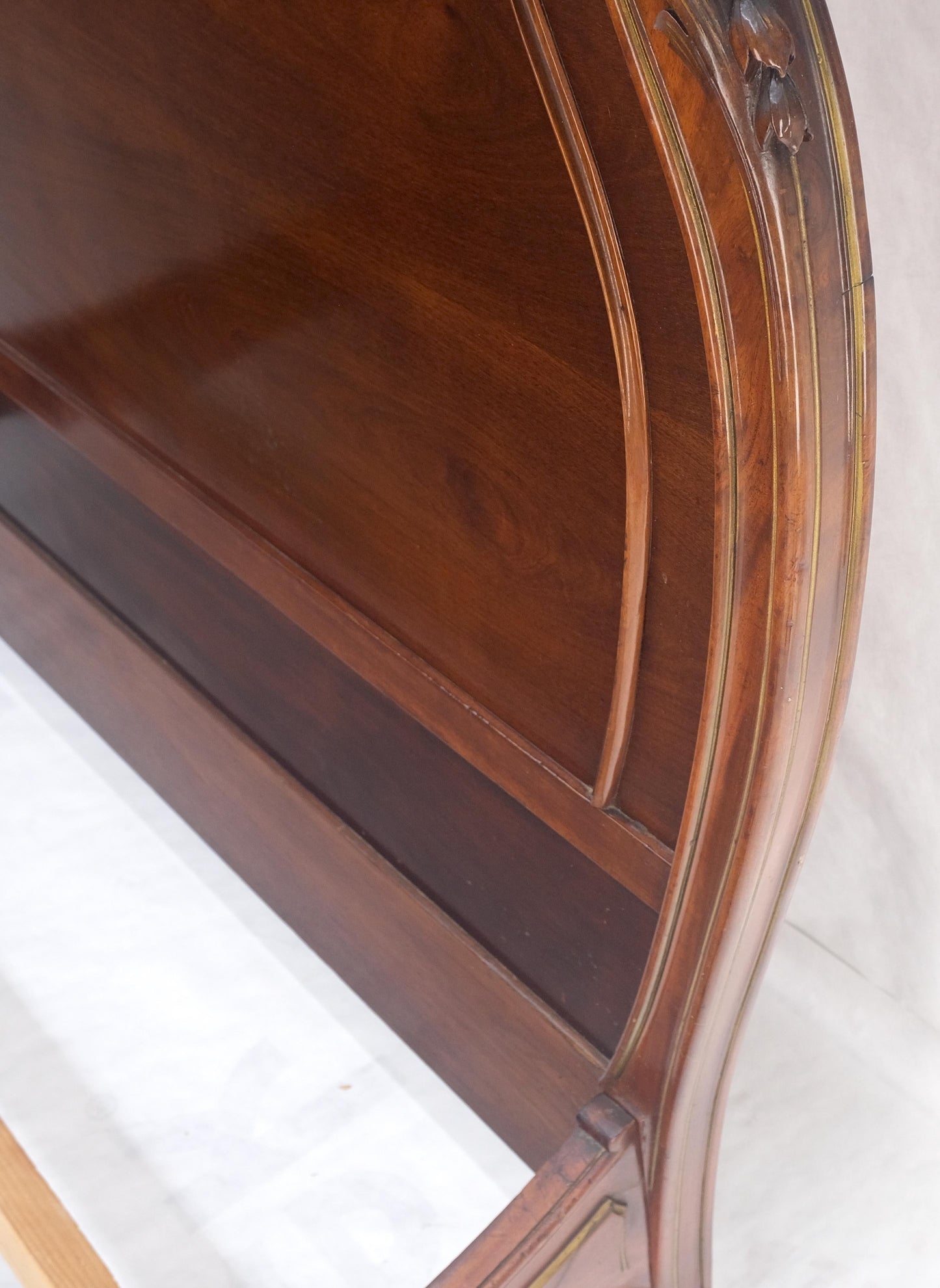 EstablishedLines Hand Paint Decorated Plaque Carved Walnut Queen Size French Bed Headboard Rails