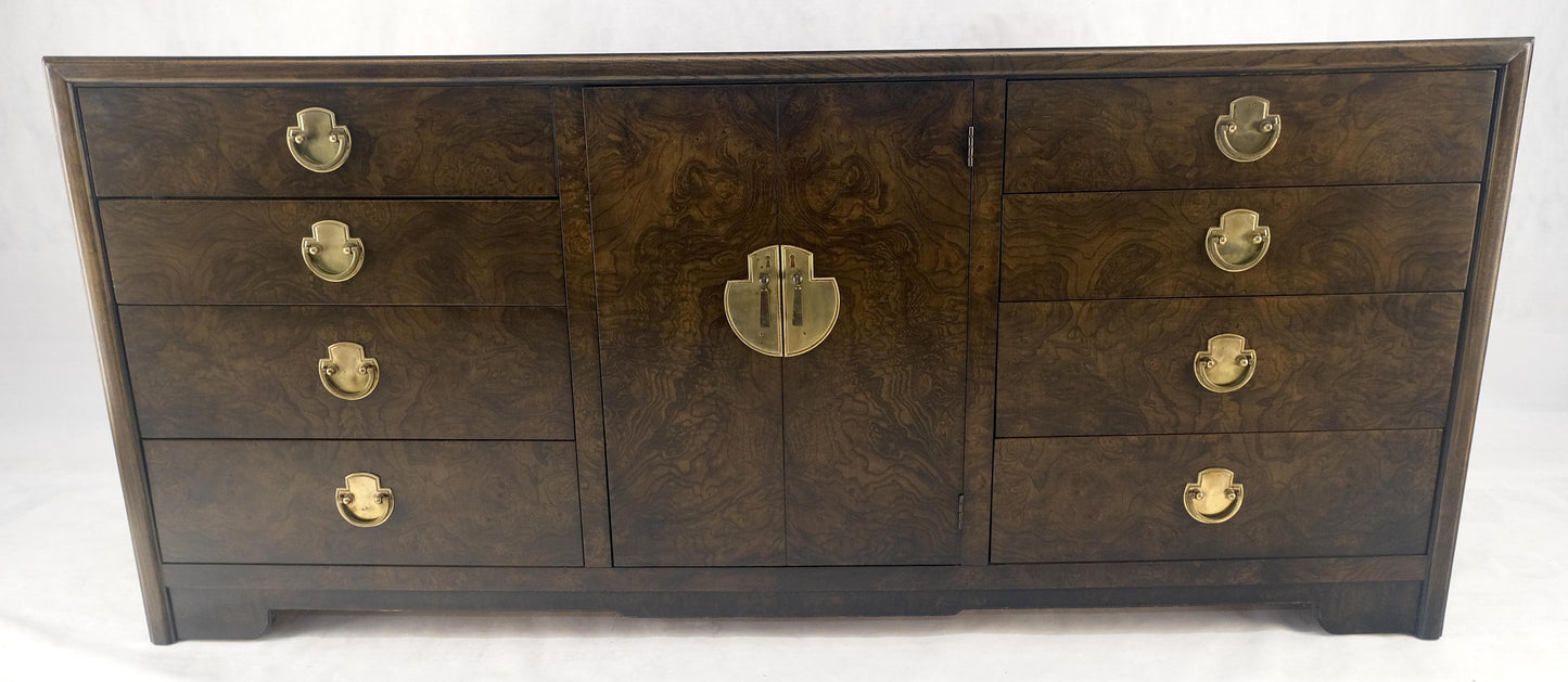 Burl Wood Brass Hardware 2 Doors Compartment 68" Long Dresser Credenza MINT!