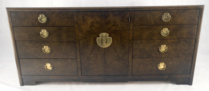Burl Wood Brass Hardware 2 Doors Compartment 68" Long Dresser Credenza MINT!