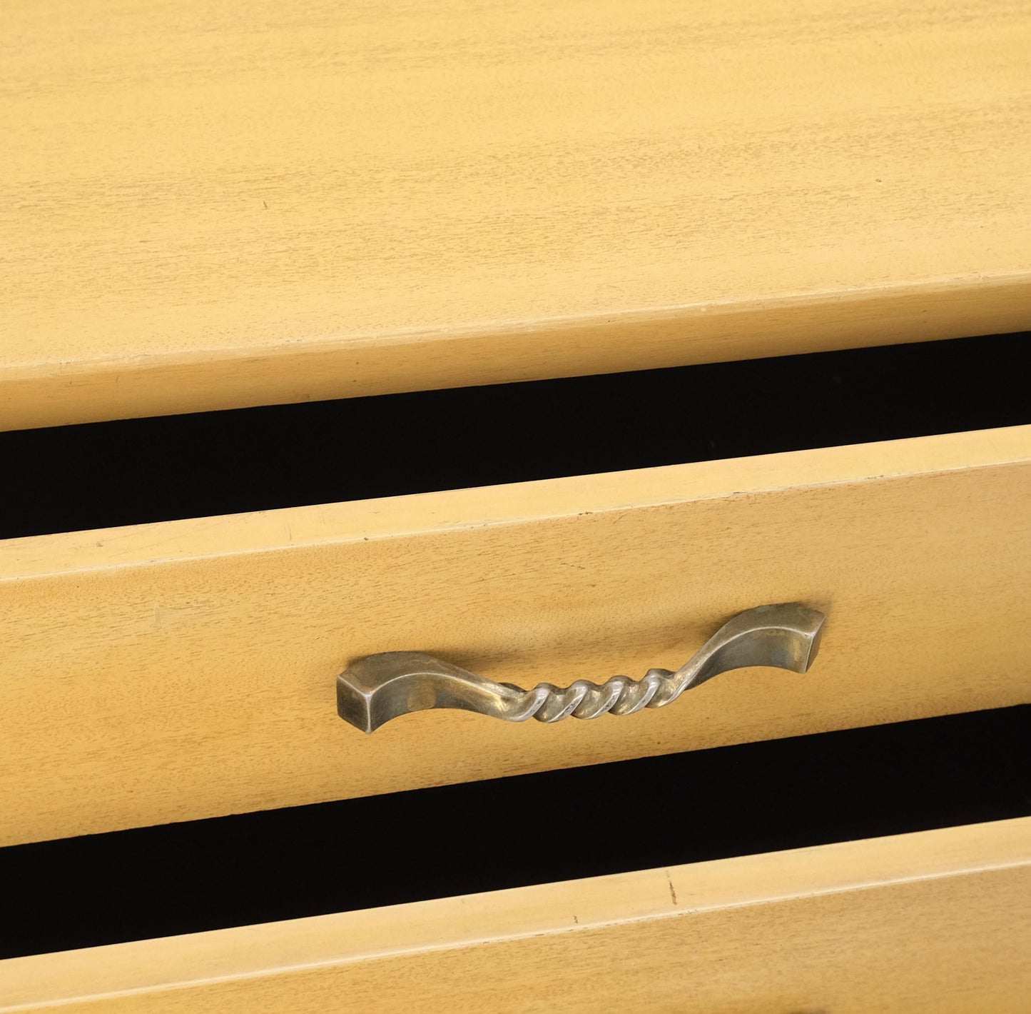 Pair Mid Century Modern Mahogany Twisted Solid Brass Pulls Bachelor Chests  MINT