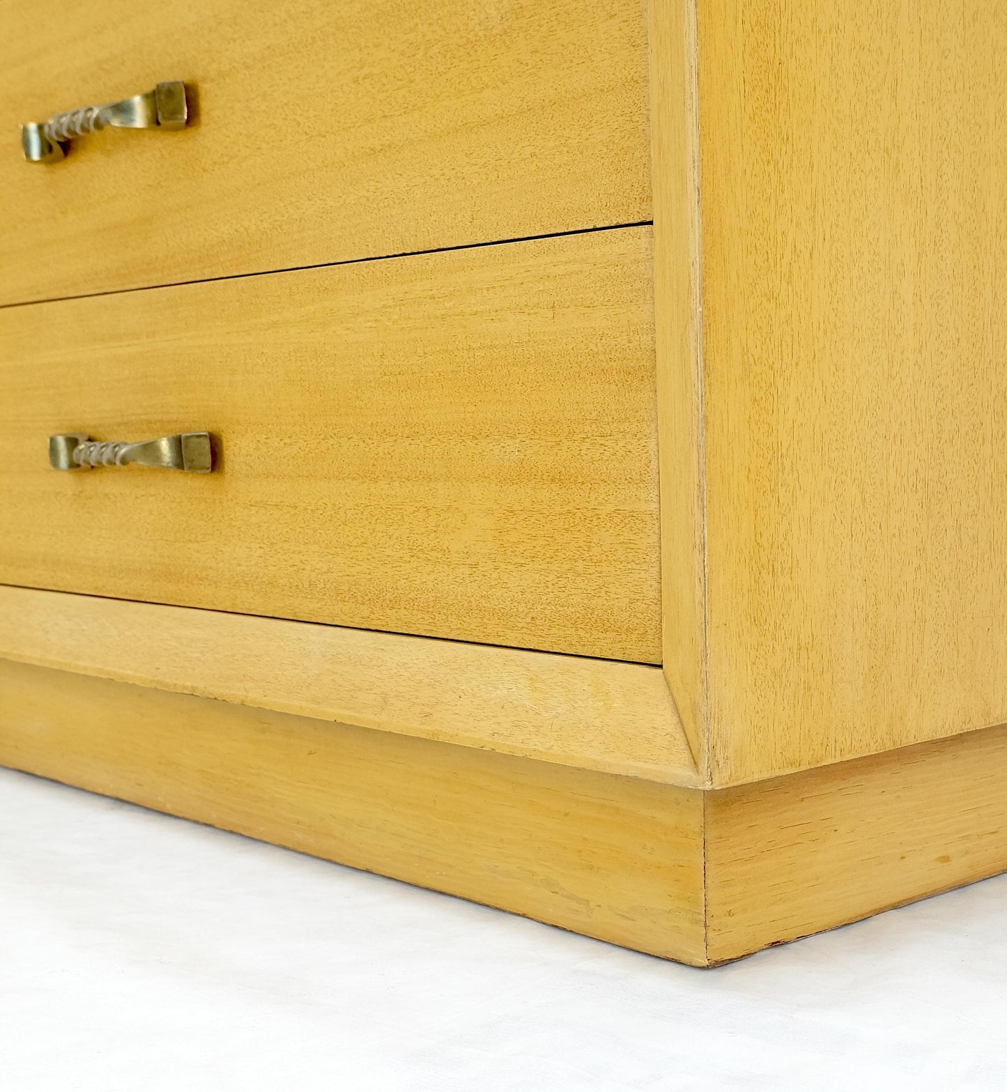Pair Mid Century Modern Mahogany Twisted Solid Brass Pulls Bachelor Chests  MINT