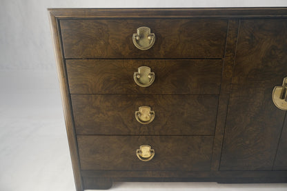 Burl Wood Brass Hardware 2 Doors Compartment 68" Long Dresser Credenza MINT!