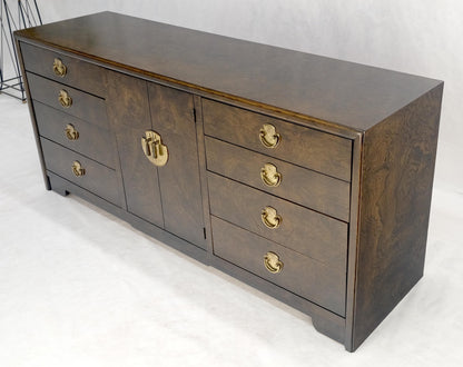 Burl Wood Brass Hardware 2 Doors Compartment 68" Long Dresser Credenza MINT!