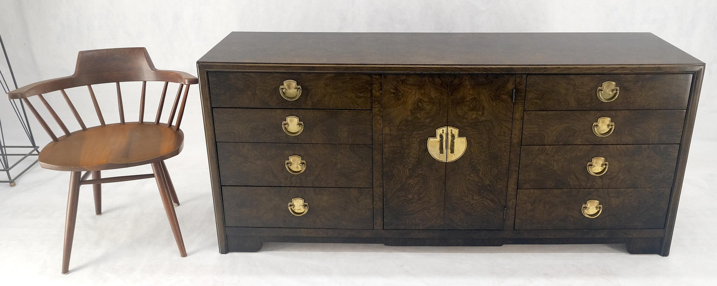 Burl Wood Brass Hardware 2 Doors Compartment 68" Long Dresser Credenza MINT!