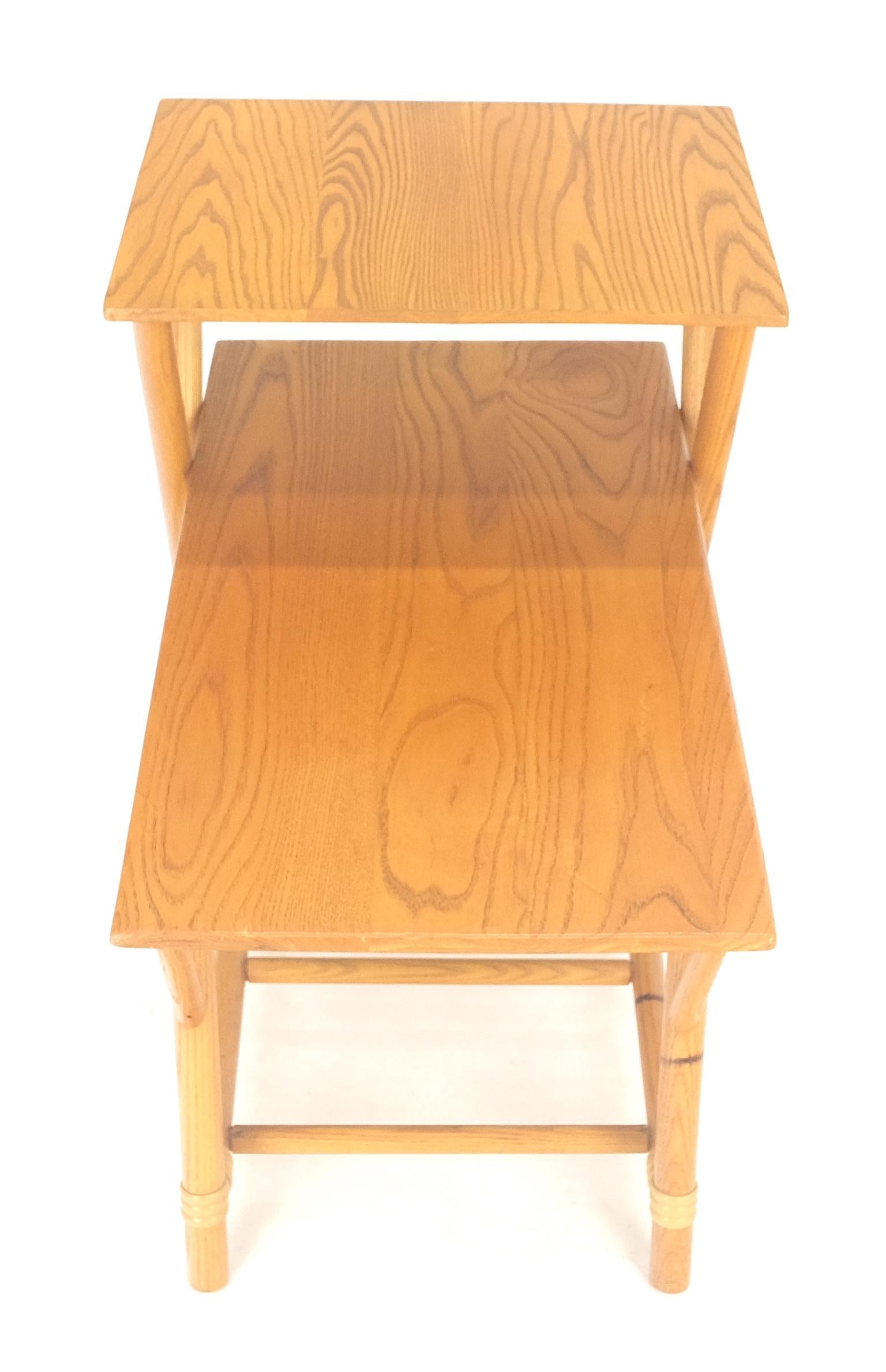 EstablishedLines Heywood Wakefield Bamboo Rattan Solid Chestnut Blond Step Table Mid Century MINT
