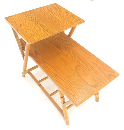 Heywood Wakefield Bamboo Rattan Solid Chestnut Blond Step Table Mid Century MINT