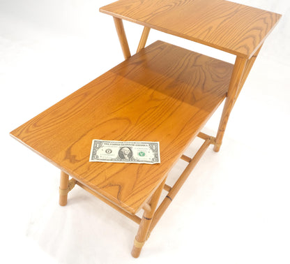 Heywood Wakefield Bamboo Rattan Solid Chestnut Blond Step Table Mid Century MINT