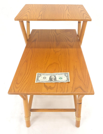 Heywood Wakefield Bamboo Rattan Solid Chestnut Blond Step Table Mid Century MINT