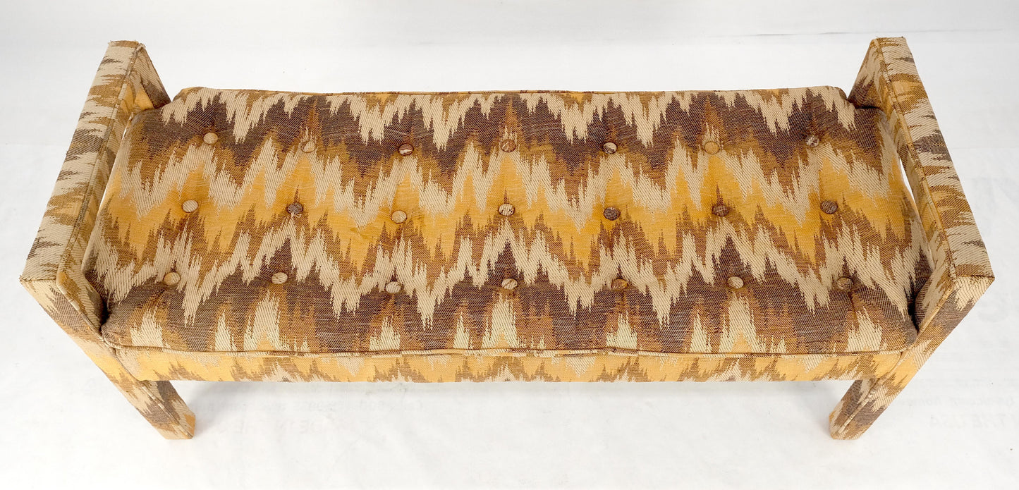 EstablishedLines Flame Pattern Upholstery Double Arms 51" Long Window Bench c1970s Mid Century