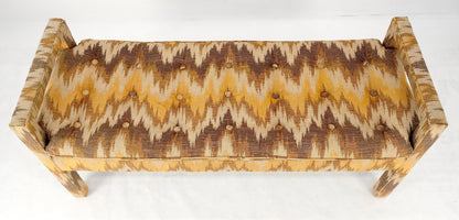 EstablishedLines Flame Pattern Upholstery Double Arms 51" Long Window Bench c1970s Mid Century