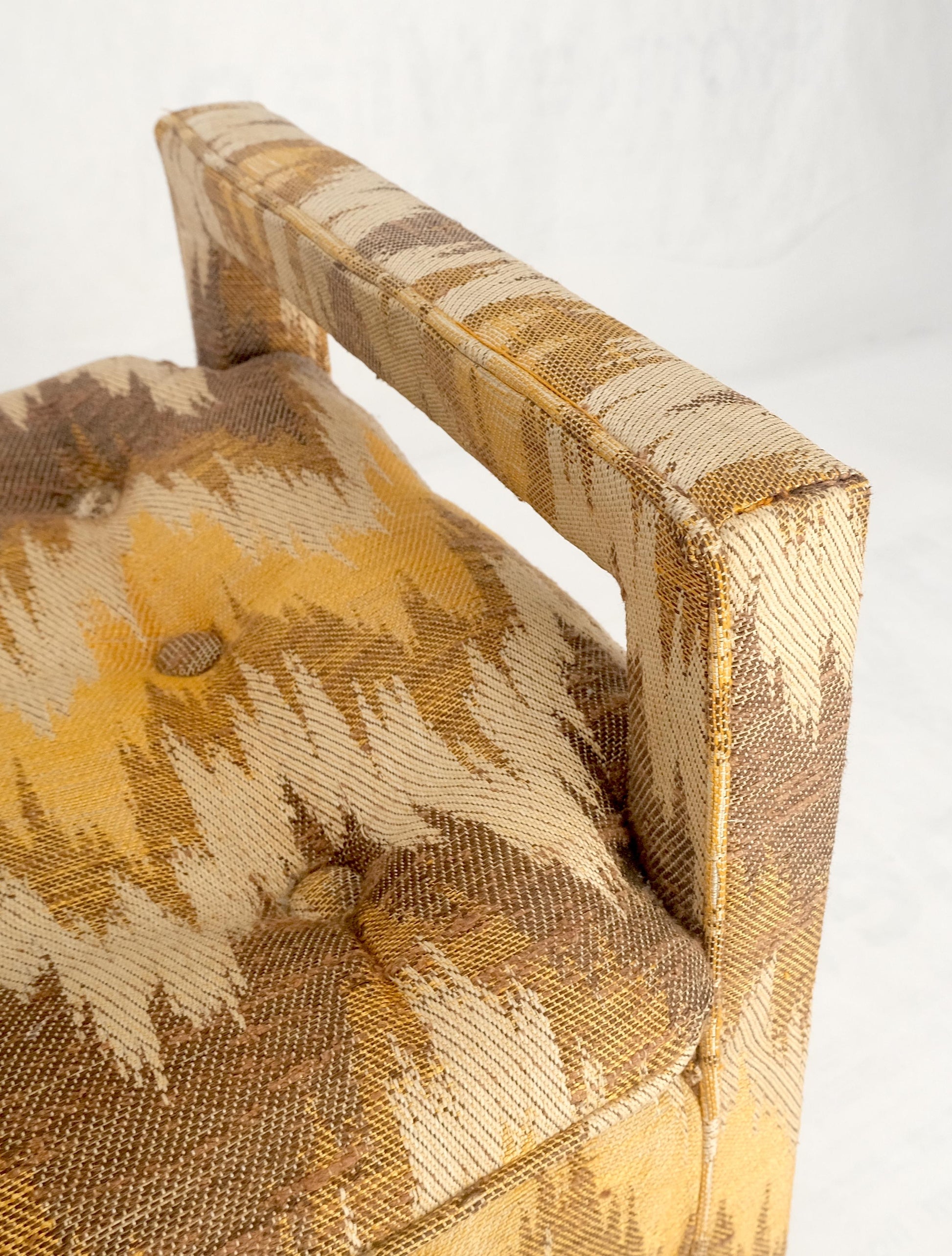 EstablishedLines Flame Pattern Upholstery Double Arms 51" Long Window Bench c1970s Mid Century
