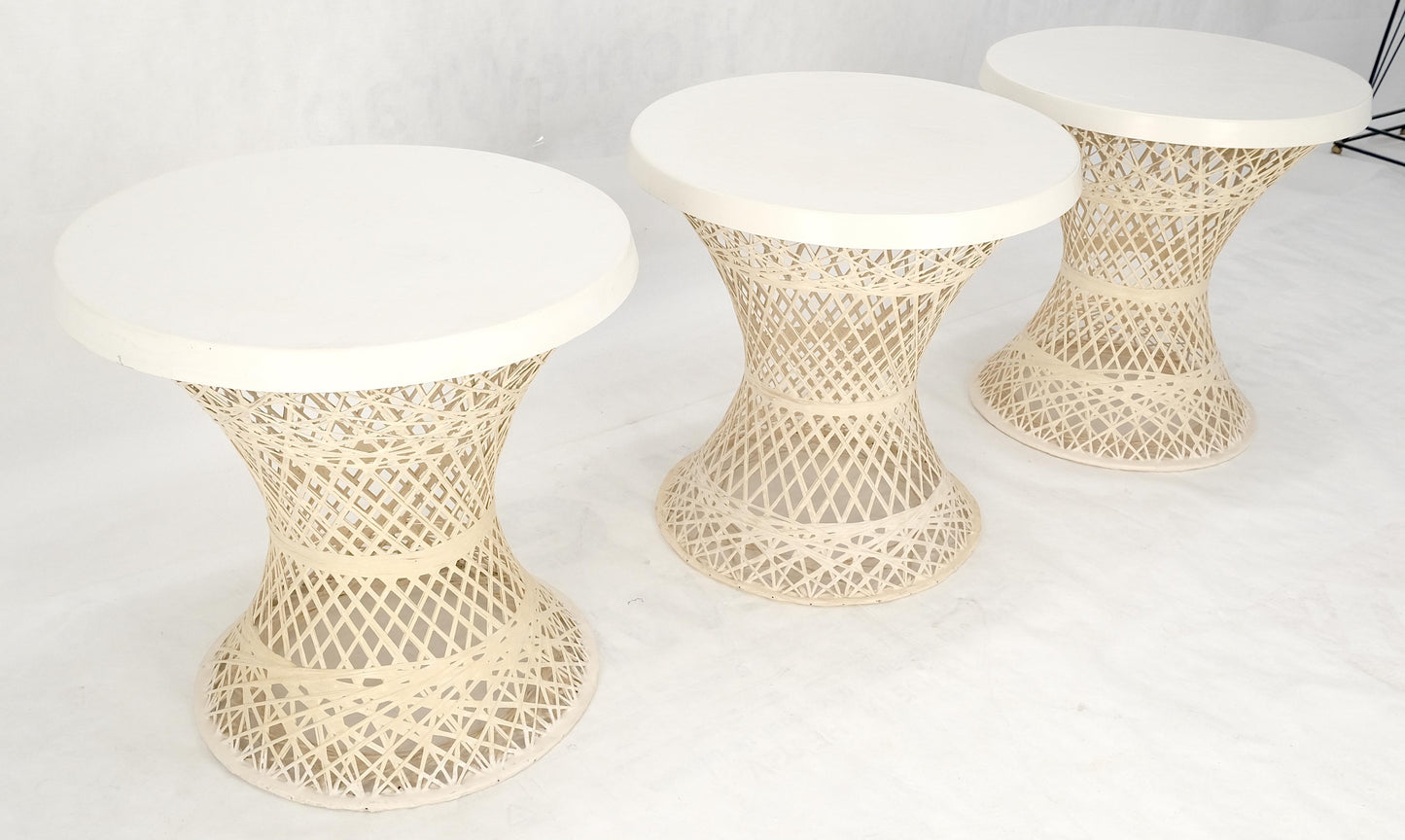 Set 3 Spun Fiberglass Molded Stone Textured 21" Round Top End Side Table Woodard