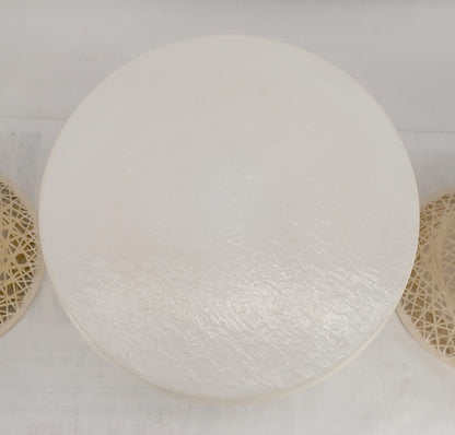 Set 3 Spun Fiberglass Molded Stone Textured 21" Round Top End Side Table Woodard