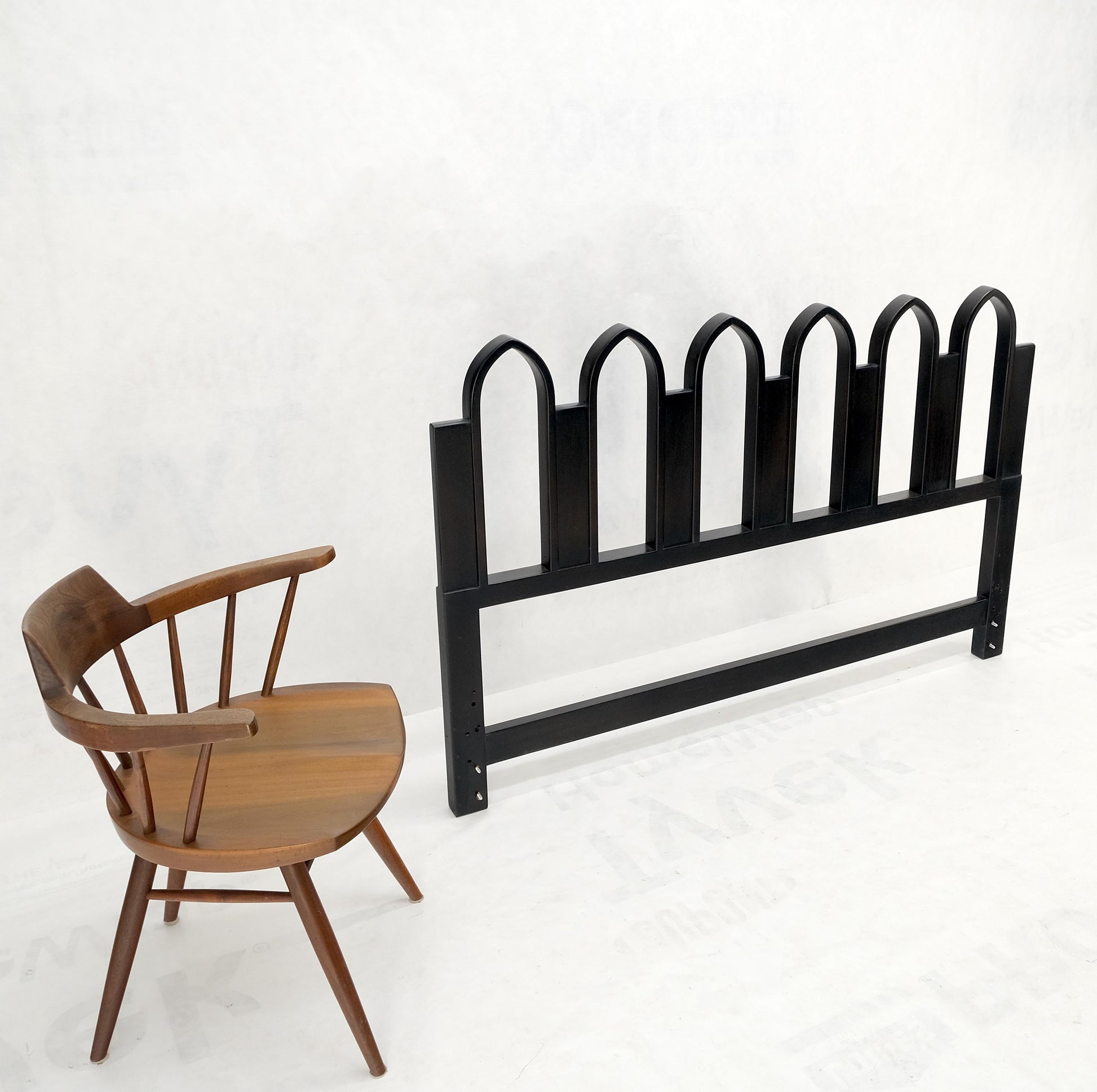 EstablishedLines Harvey Prober Ebonized Solid Mahogany Lacquered Queen Size Headboard Bed Mint!