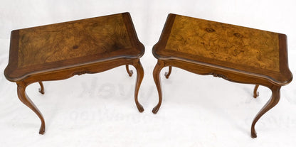 EstablishedLines Pair of Baker Burl Wood Flip Top Convertible Console Table to Game Dining Tables
