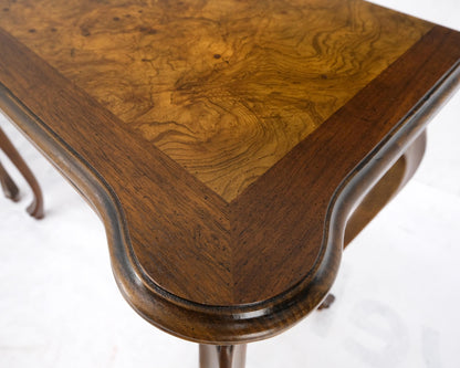EstablishedLines Pair of Baker Burl Wood Flip Top Convertible Console Table to Game Dining Tables