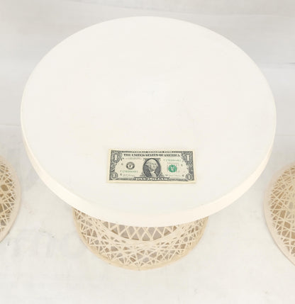 Set 3 Spun Fiberglass Molded Stone Textured 21" Round Top End Side Table Woodard