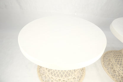Set 3 Spun Fiberglass Molded Stone Textured 21" Round Top End Side Table Woodard