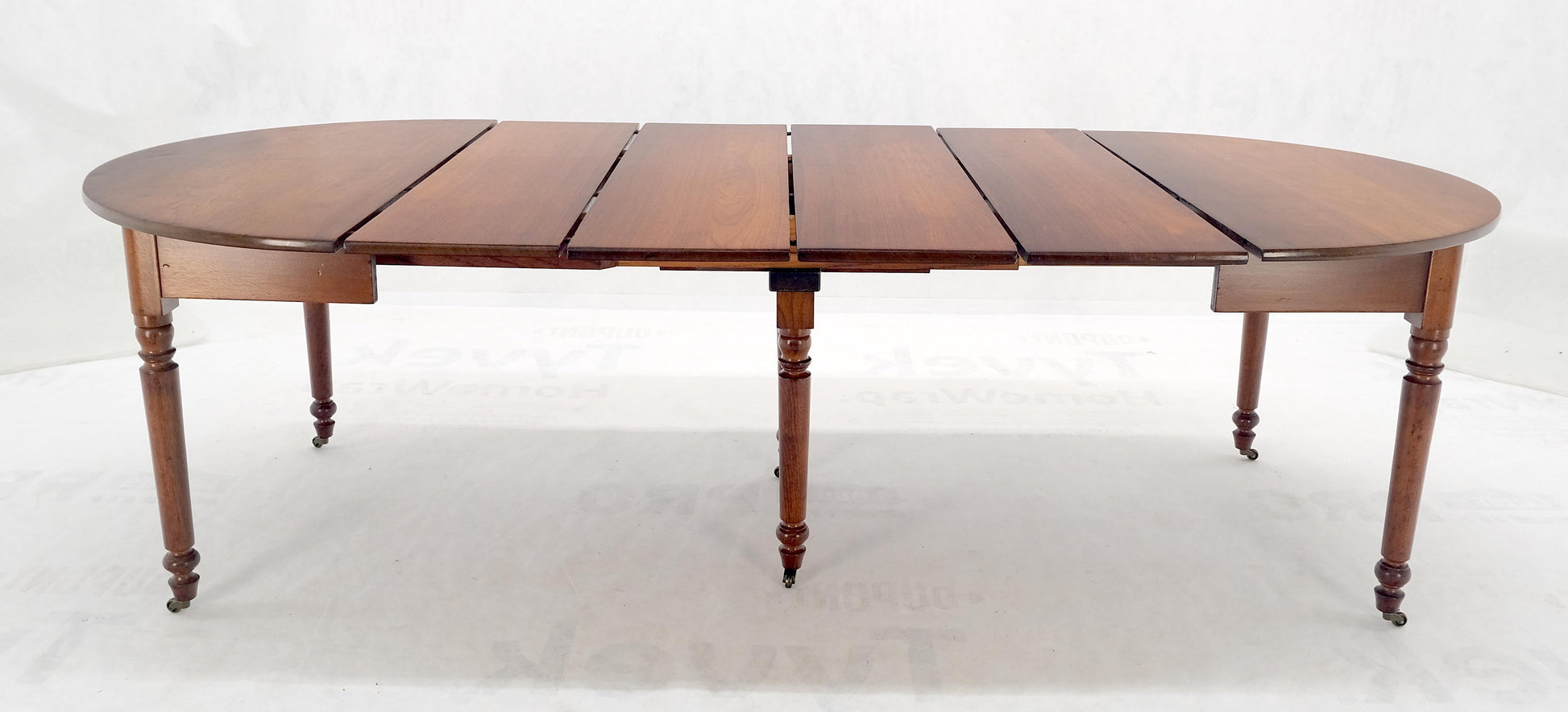EstablishedLines Antique Solid Light Amber Walnut Round Dining Table 4 Extension Boards MINT!