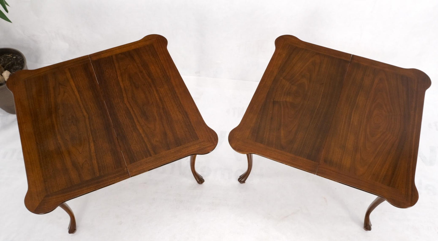 EstablishedLines Pair of Baker Burl Wood Flip Top Convertible Console Table to Game Dining Tables
