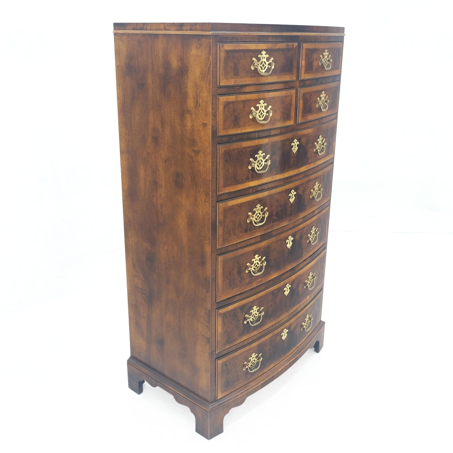 Henredon Banded Mahogany 9 Drawers Chippendale Style High Chest Dresser MINT!