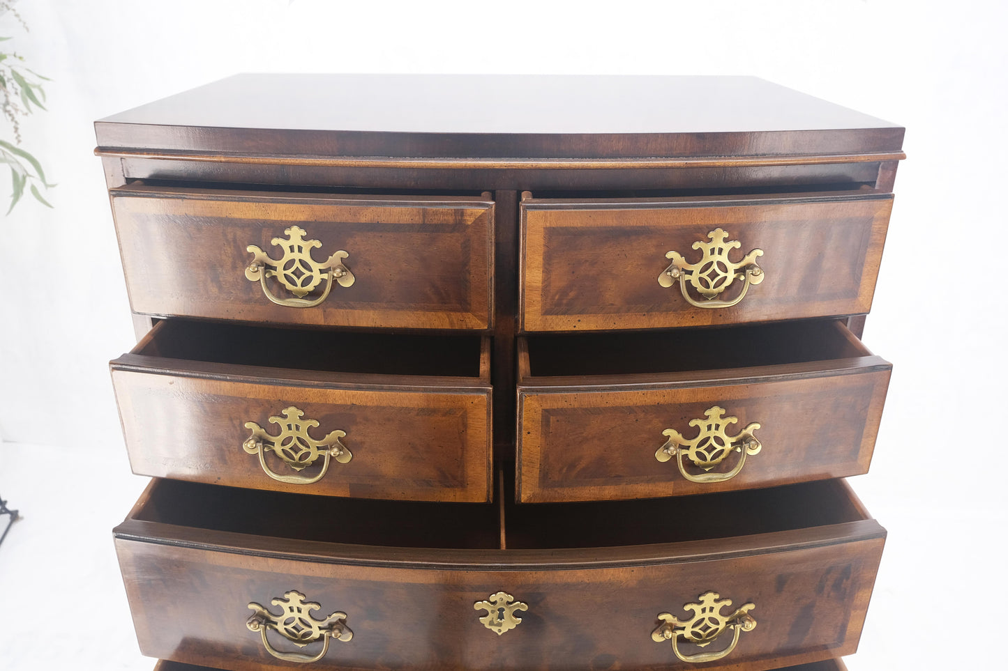 Henredon Banded Mahogany 9 Drawers Chippendale Style High Chest Dresser MINT!