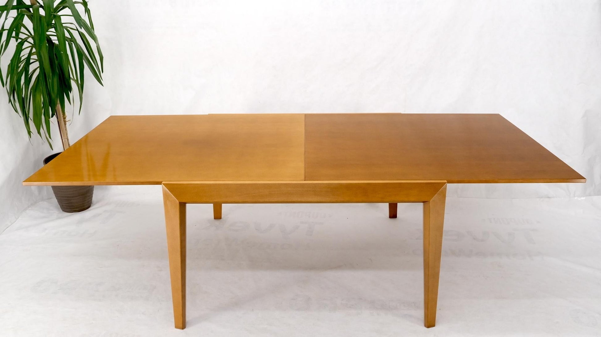 EstablishedLines Cassina Large Square Flip Top Expandable Dining Conference Table Blond Birch