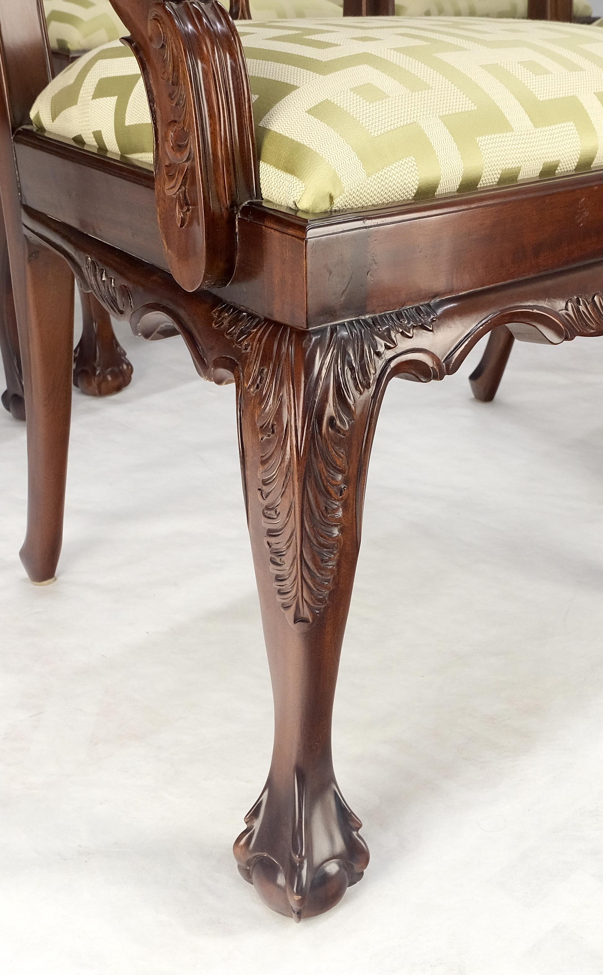 Mahogany Chippendale Rope Edge Two Leaves Ball & Claw Dining Table 8 Chairs MINT