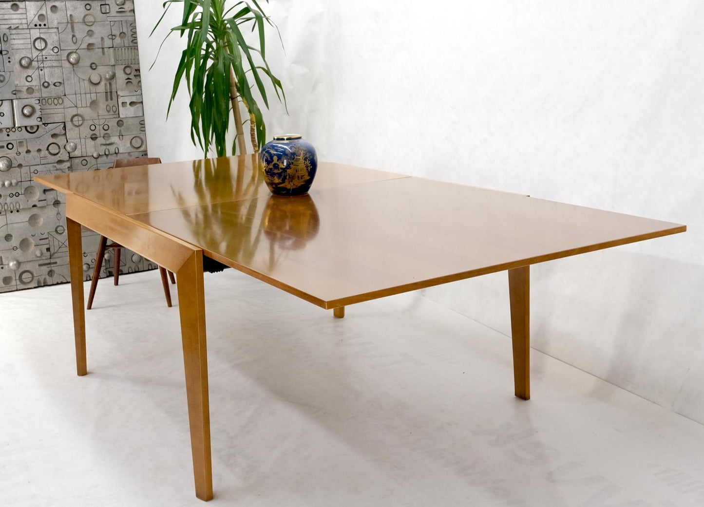 EstablishedLines Cassina Large Square Flip Top Expandable Dining Conference Table Blond Birch