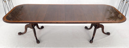 Mahogany Chippendale Rope Edge Two Leaves Ball & Claw Dining Table 8 Chairs MINT