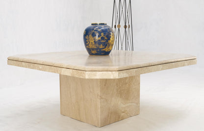 Large 40" Square Single Pedestal Cut Corners Italian Mid Century Coffee Table