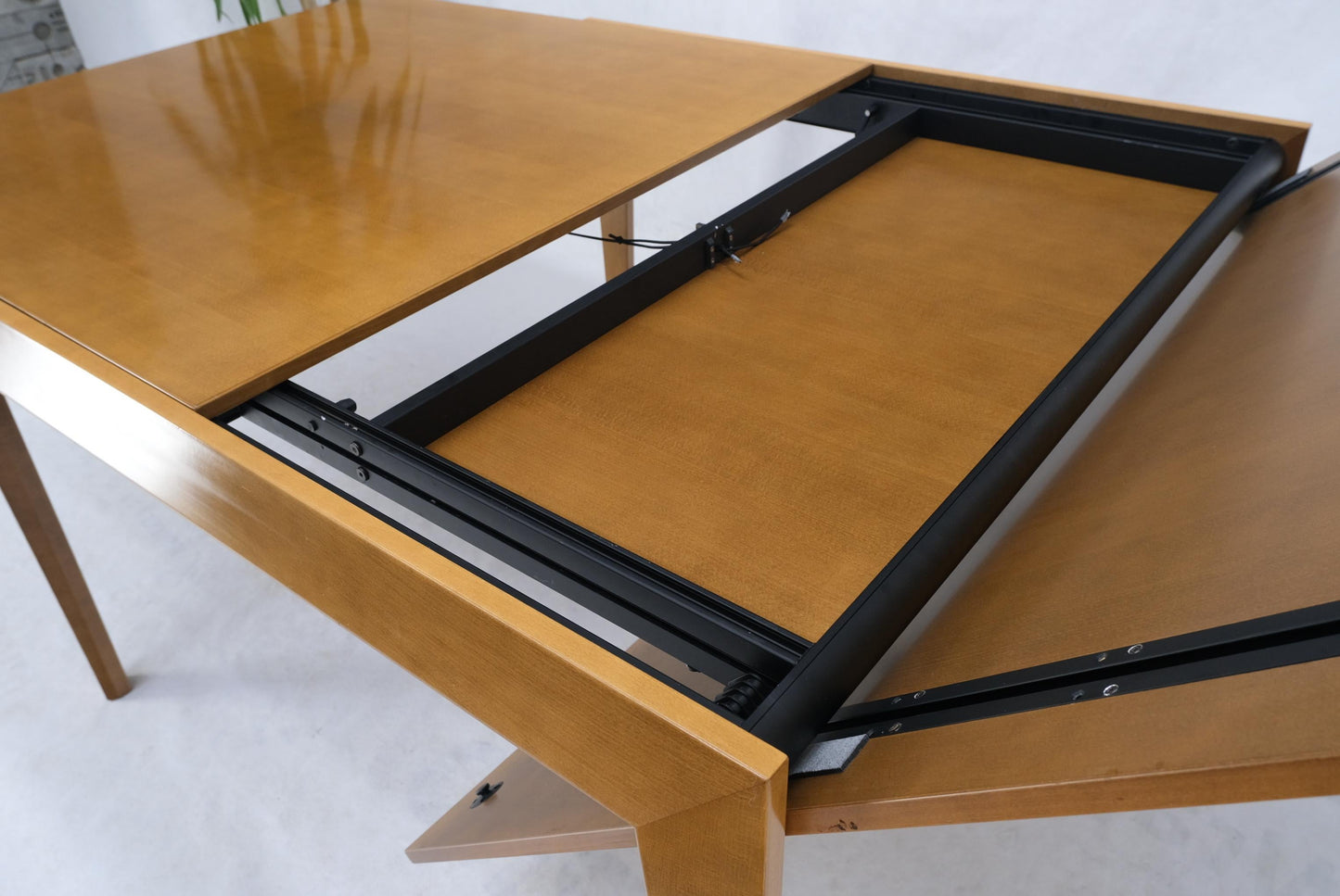 EstablishedLines Cassina Large Square Flip Top Expandable Dining Conference Table Blond Birch