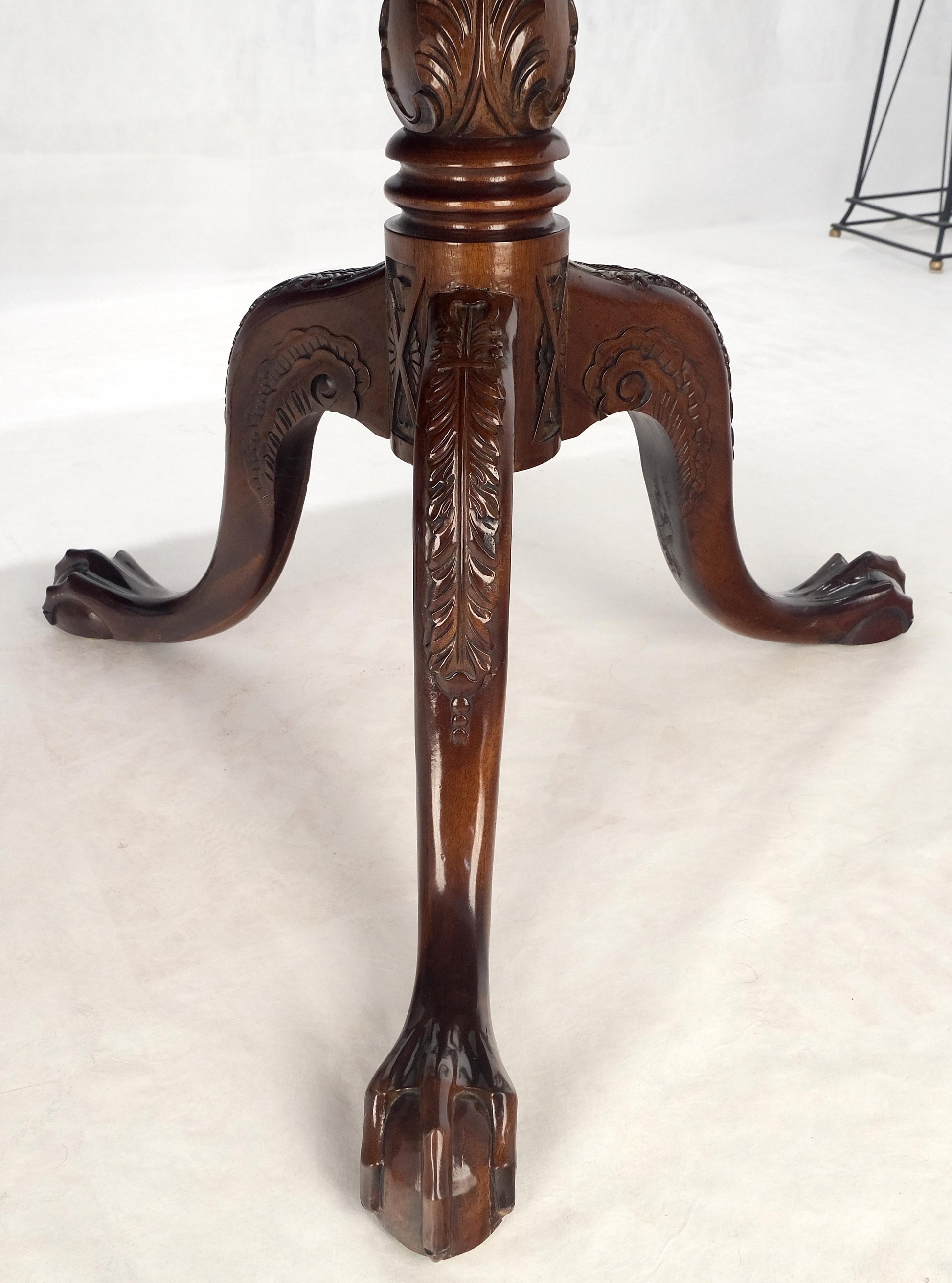 Mahogany Chippendale Rope Edge Two Leaves Ball & Claw Dining Table 8 Chairs MINT