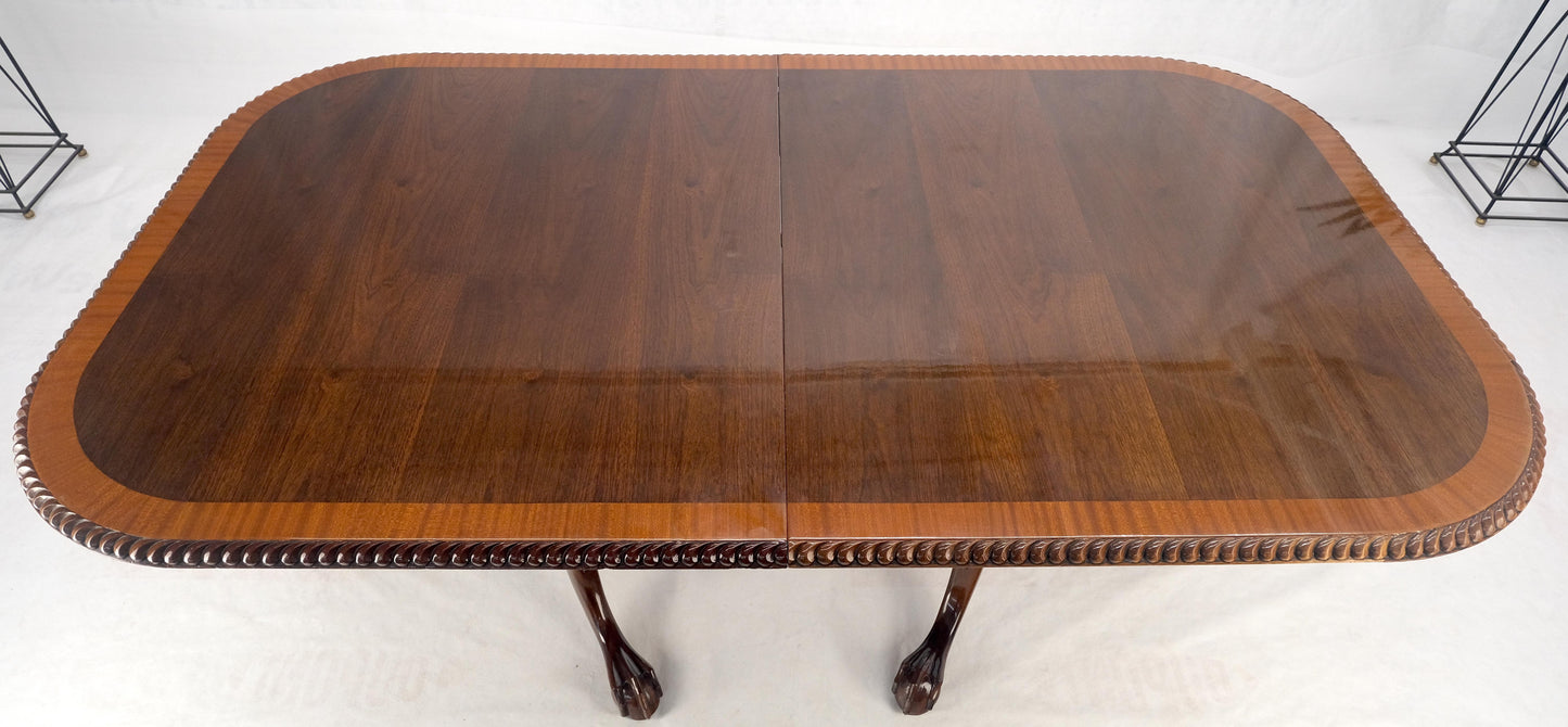 Mahogany Chippendale Rope Edge Two Leaves Ball & Claw Dining Table 8 Chairs MINT