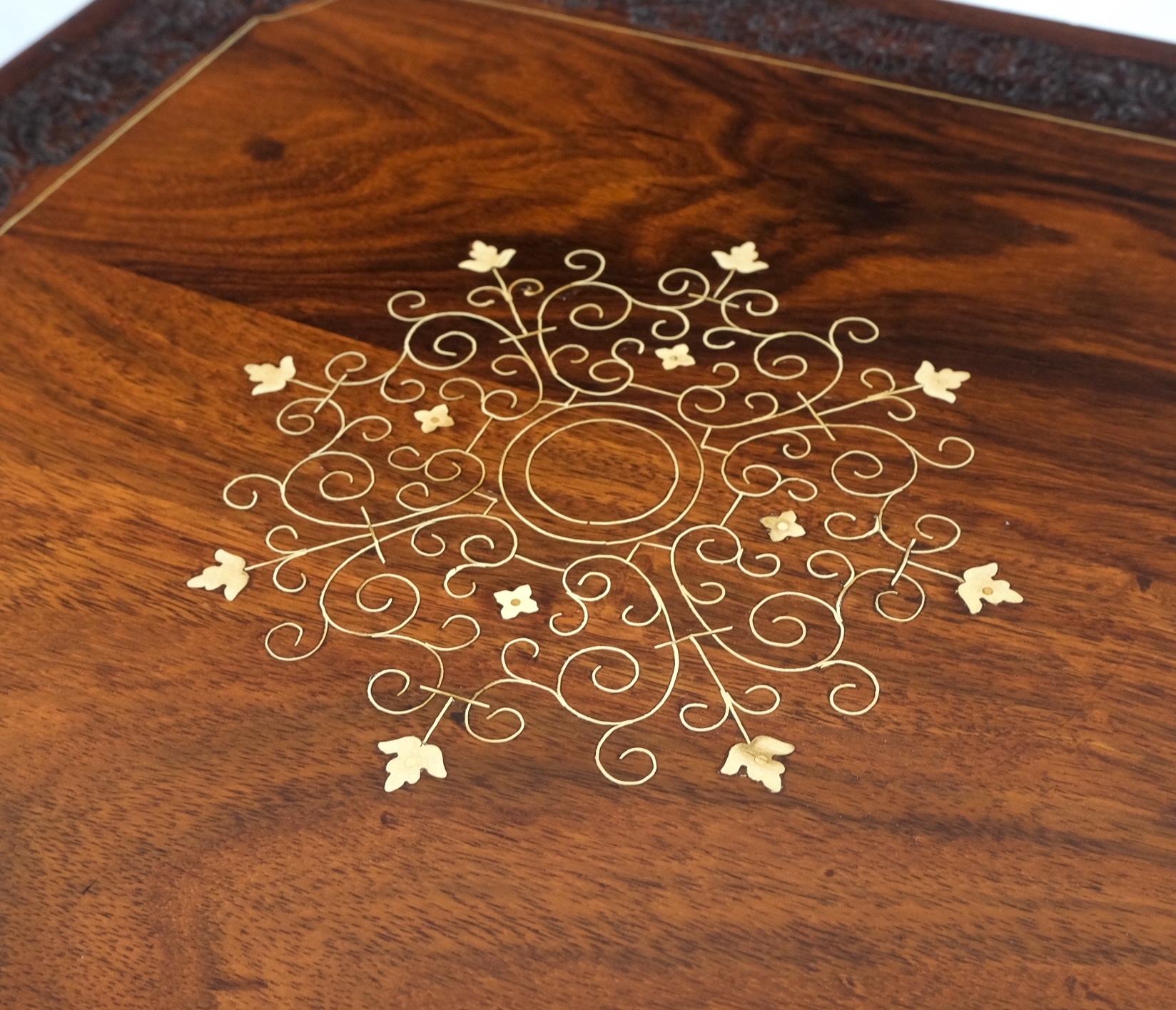 EstablishedLines Pair 3 Drawer Solid Rosewood Campaign Style Brass Inlay Decorated Night Stands