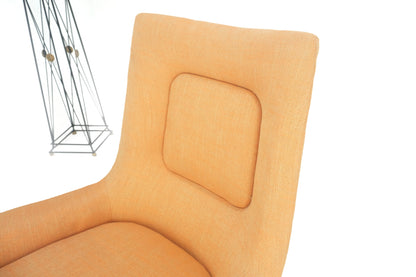 EstablishedLines Lawrence Peabody Tapered Dowel Leg Lounge Chair Matching Ottoman New Upholstery