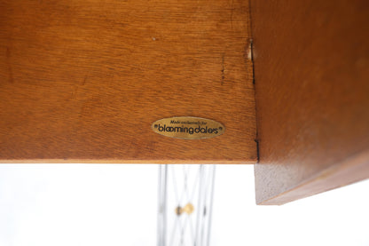 Bloomingdales Pair of Burnt Bamboo 3 Drawers Cane Rattan Small Dressers Chests