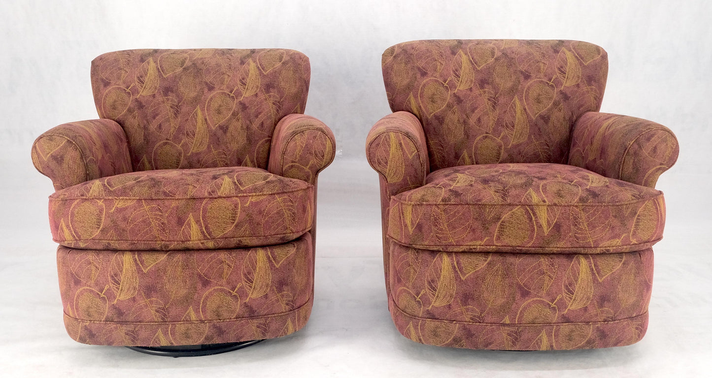 EstablishedLines Pair Barrel Round Back Swivel & Rocking-Gliding Tub Lounge Chairs Baughman MINT!