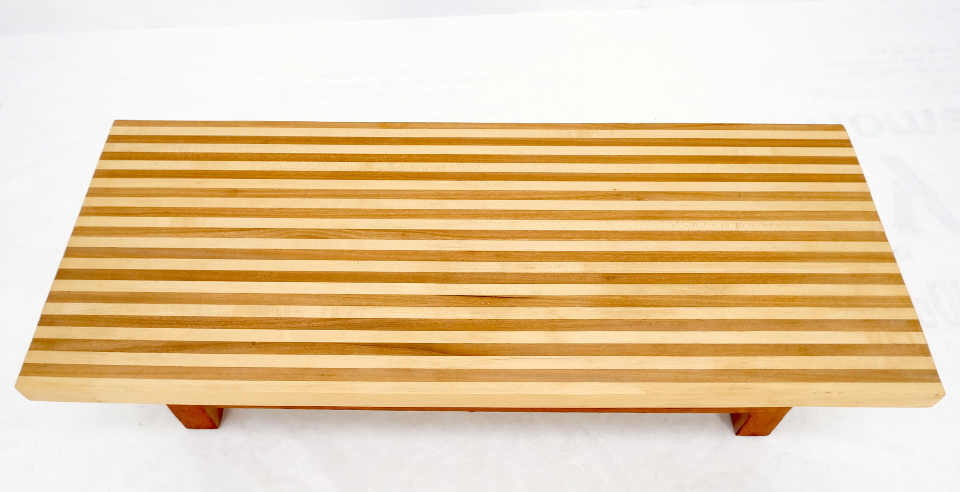 EstablishedLines Custom Heavy Mid Century Modern Striped Butcher Block Style Coffee Table Bench
