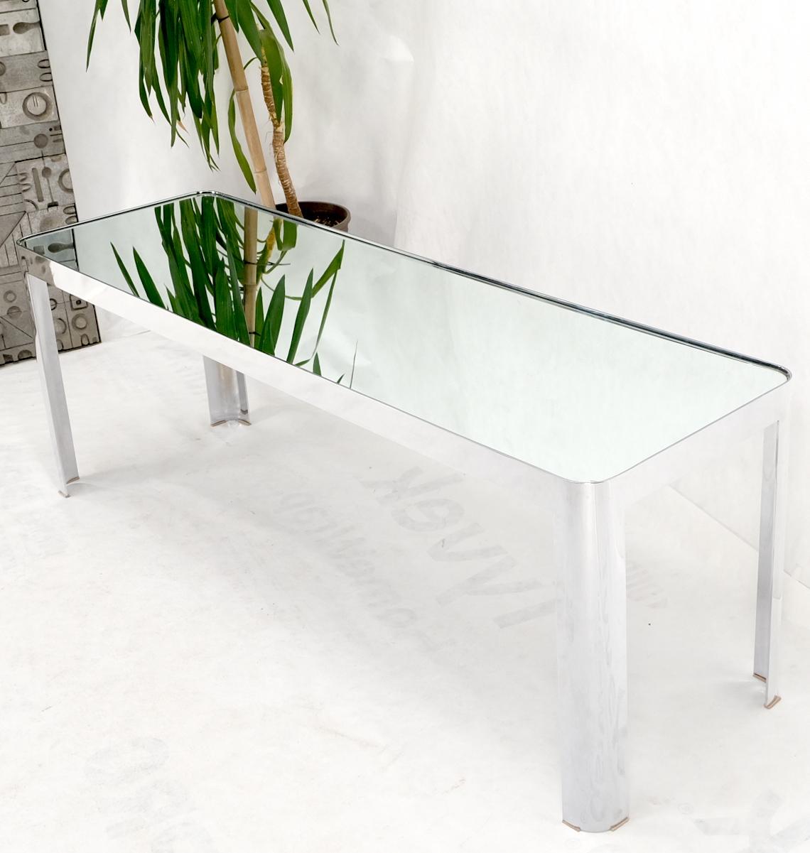 Large & Long Rounded Corners Stainless Steel Chrome Rectangle Console Table