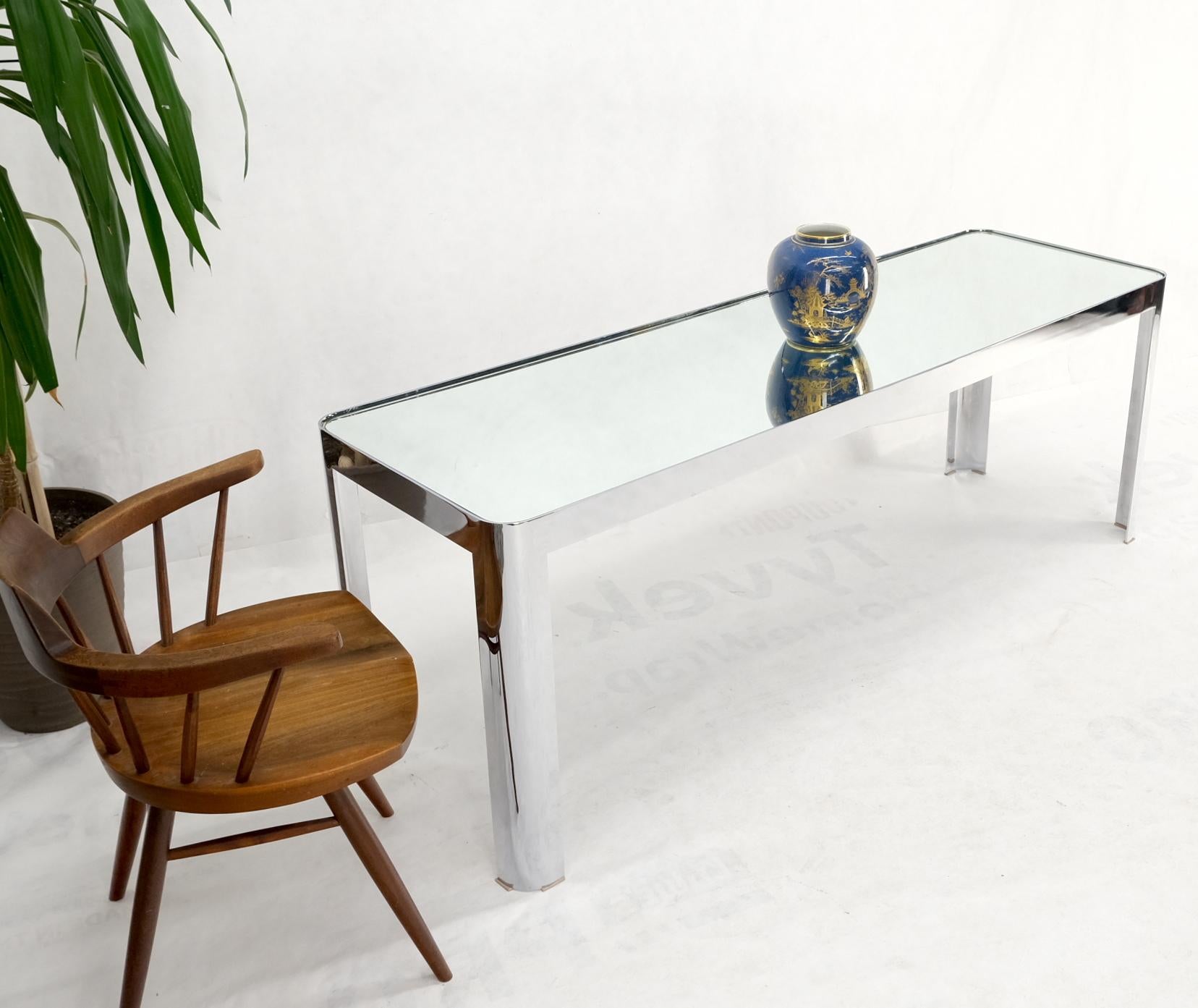 EstablishedLines Large & Long Rounded Corners Stainless Steel Chrome Rectangle Console Table