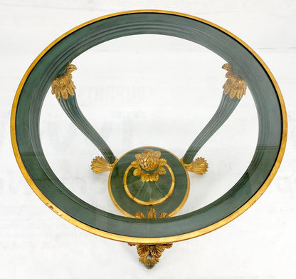 EstablishedLines Italy Decorative Carved Painted 28" Round Glass Top Gueridon Lamp Center Table