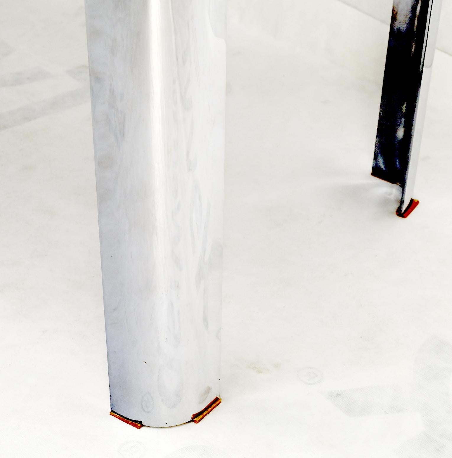 EstablishedLines Large & Long Rounded Corners Stainless Steel Chrome Rectangle Console Table