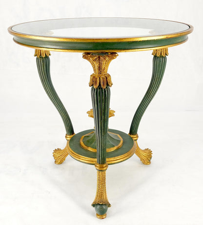 EstablishedLines Italy Decorative Carved Painted 28" Round Glass Top Gueridon Lamp Center Table