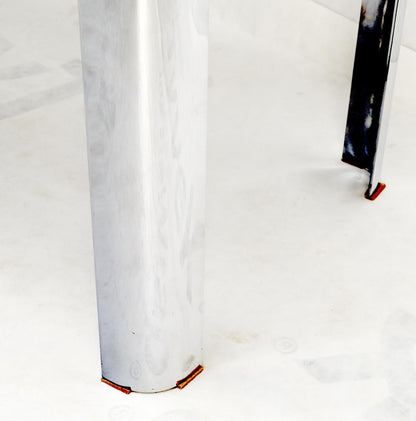 Large & Long Rounded Corners Stainless Steel Chrome Rectangle Console Table